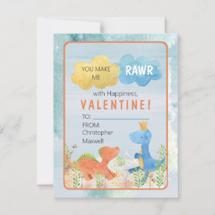 You Make Me Rawr With Happiness Valentine's Day Po Postcard
