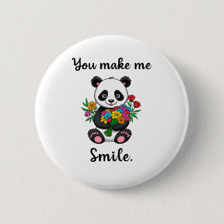 You Make Me Smile Cute Panda 6 Cm Round Badge