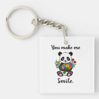 You Make Me Smile Cute Panda Key Ring