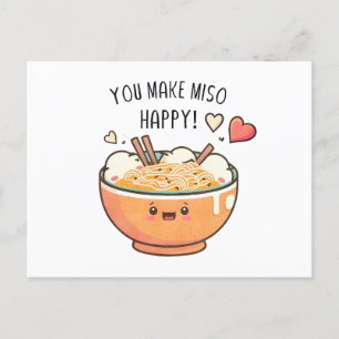 “You Make Miso Happy” Kawaii Soup Bowl Postcard