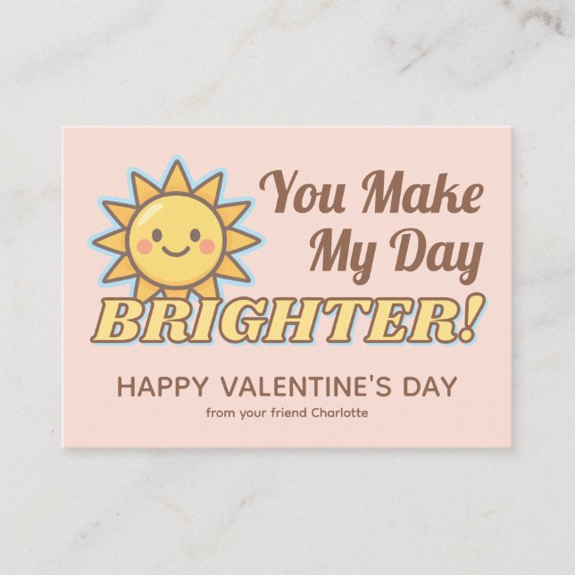 You Make My Day Brighter Kids Valentine's Card (Front)