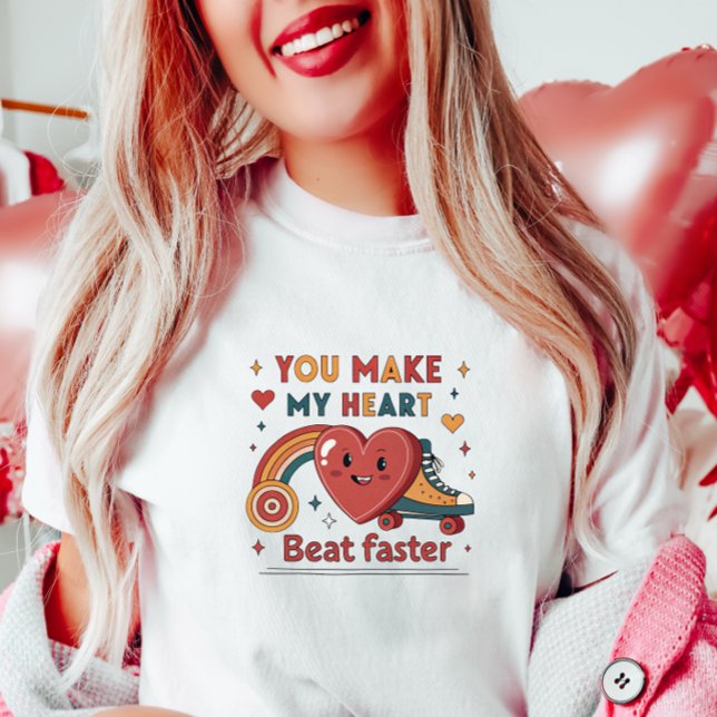 You Make My Heart Beat Faster, Fun Retro Velentine T-Shirt (Creator Uploaded)