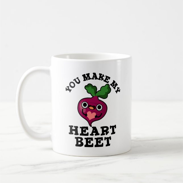 You Make My Heart Beet Funny Veggie Pun  Coffee Mug (Left)