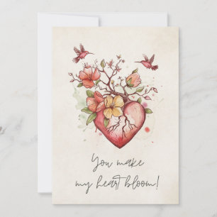 You Make My Heart Bloom Happy Valentine's  Holiday Card