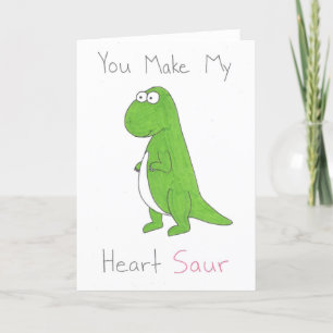 You Make My Heart Cute Dinosaur Folding Card