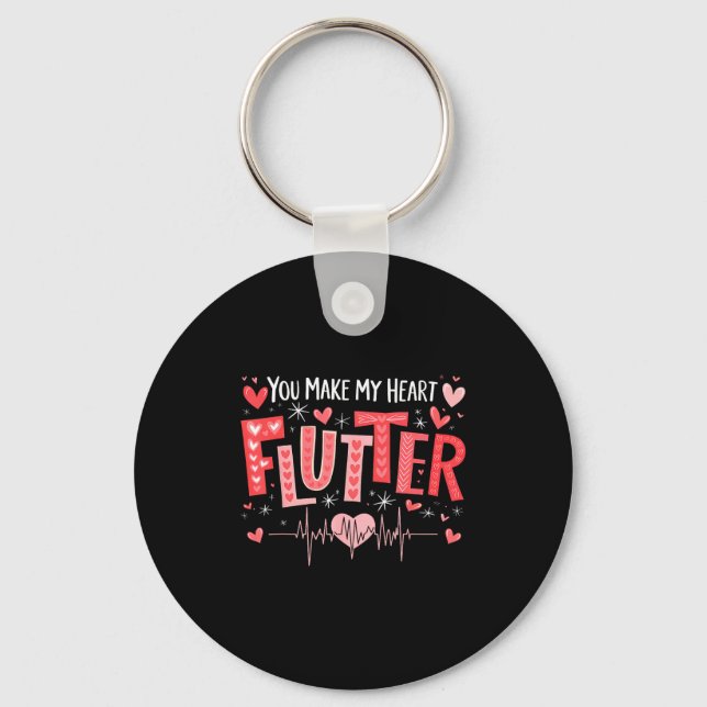 You Make My Heart Flutter Cardiac Nurse Valentine  Key Ring (Front)