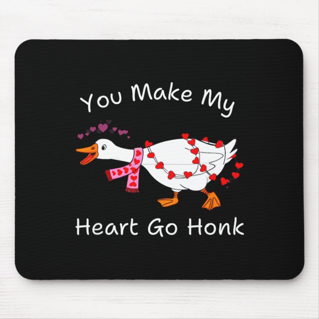 You Make My Heart Go Honk Coquette Valentine Goose Mouse Mat (Front)