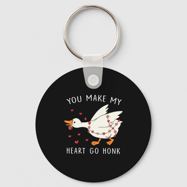 You Make My Heart Go Honk Funny Goose Valentine  Key Ring (Front)
