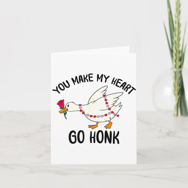 You Make My Heart Go Honk Funny Goose Valentine Sa Card (Front)