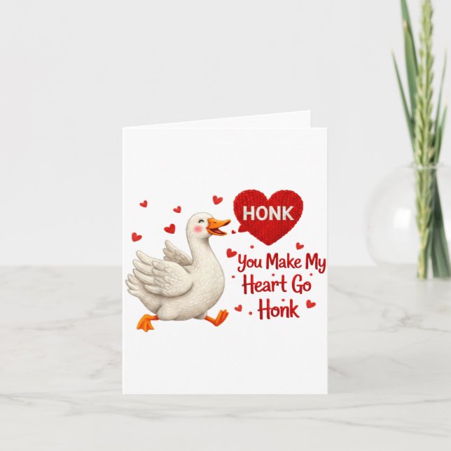 You Make My Heart Go Honk Funny Goose Valentine Sa Card (Front)