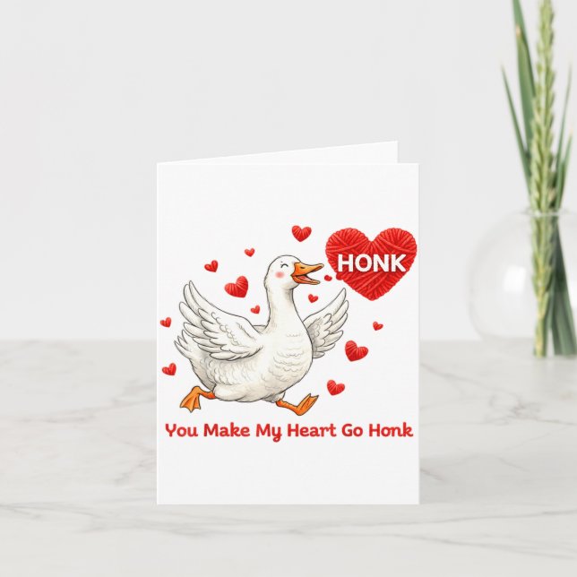 You Make My Heart Go Honk Funny Goose Valentine Sa Card (Front)