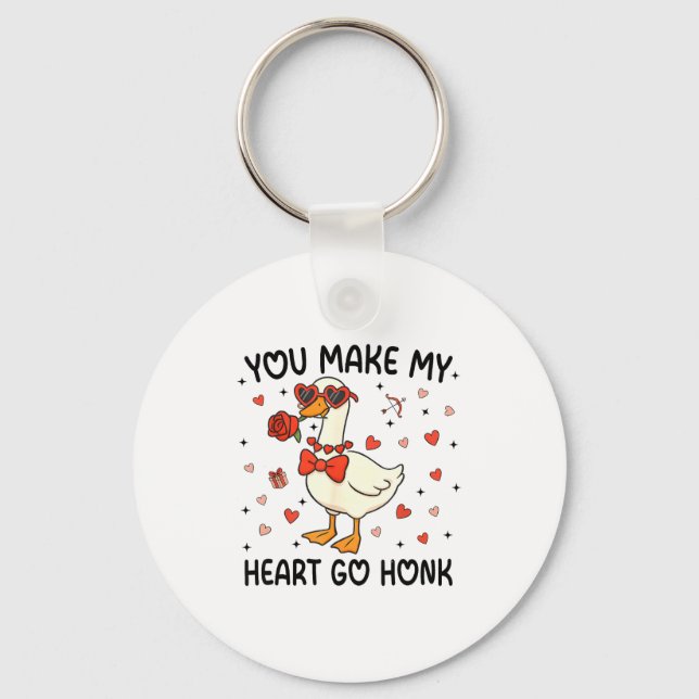 You Make My Heart Go Honk Funny Valentine Silly Go Key Ring (Front)
