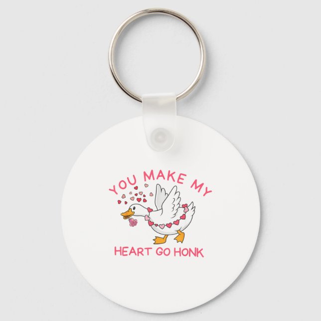 You Make My Heart Go Honk Funny Valentine Silly Go Key Ring (Front)