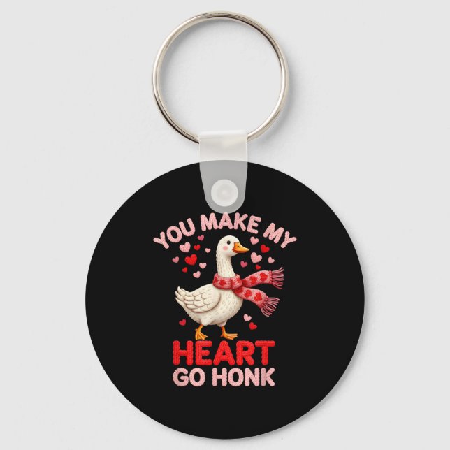 You Make My Heart Go Honk Goose Faux Yarn Loving G Key Ring (Front)