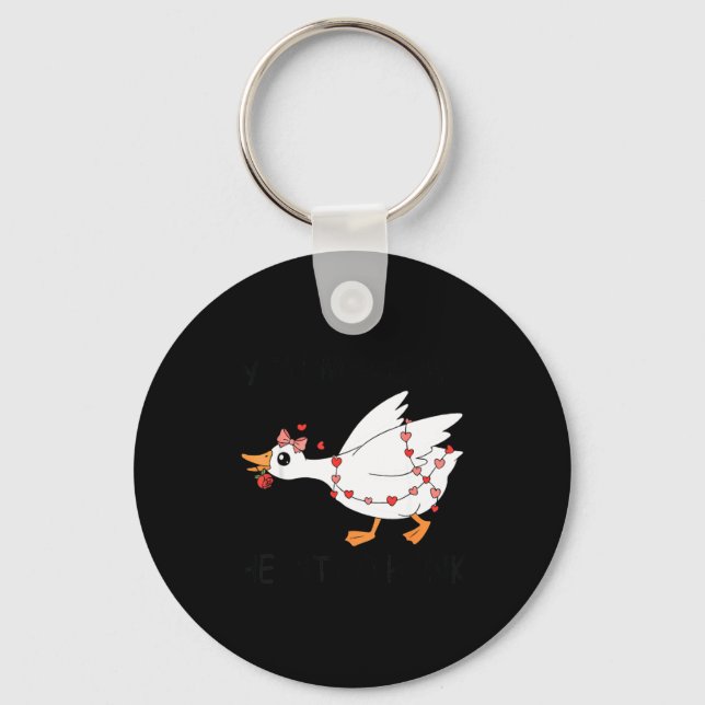 You Make My Heart Go Honk Valentine Cute Goose Coq Key Ring (Front)
