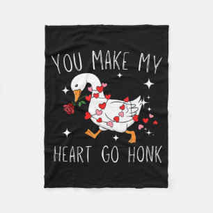 You Make My Heart Go Honk Valentine Goose Fleece Blanket