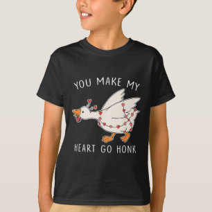You Make My Heart Go Honk Valentine Goose Heart Si T-Shirt