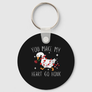 You Make My Heart Go Honk Valentine Goose  Key Ring