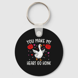 You Make My Heart Go Honk Valentine Goose Key Ring