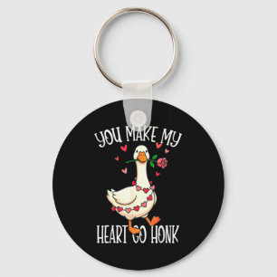You Make My Heart Go Honk Valentine Goose Key Ring