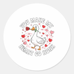 You Make My Heart Go Honk Valentine Goose Love Cou Classic Round Sticker
