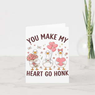 You Make My Heart Go Honk Valentine Goose Preppy  Card