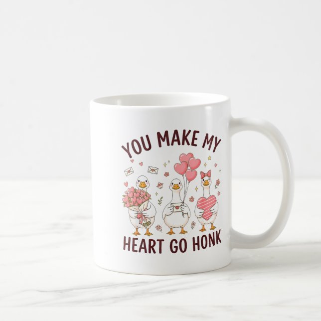 You Make My Heart Go Honk Valentine Goose Preppy  Coffee Mug (Right)