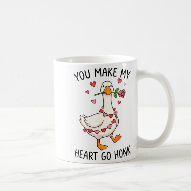 You Make My Heart Go Honk Valentine Goose Preppy  Coffee Mug (Right)