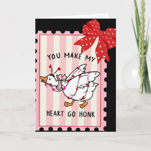 You Make My Heart Go Honk Valentine Goose Preppy S Card