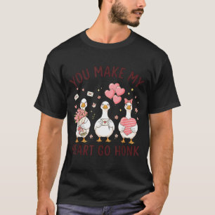 You Make My Heart Go Honk Valentine Goose Preppy  T-Shirt