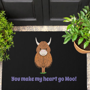 You make my heart go Moo! Highland Cow Doormat