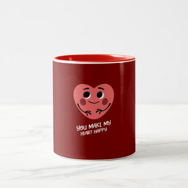 you make my heart happy valentine  Two-Tone coffee mug (Center)