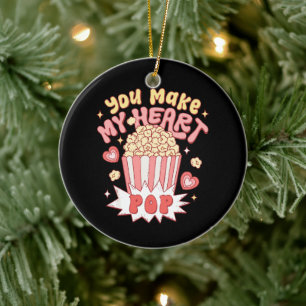 You Make My Heart Pop Funny Valentine's Day Ceramic Tree Decoration