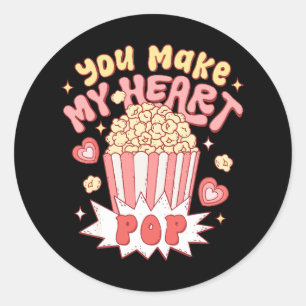 You Make My Heart Pop Funny Valentine's Day Classic Round Sticker