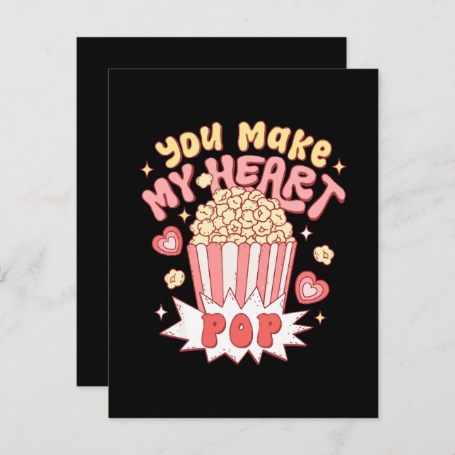 You Make My Heart Pop Funny Valentine's Day Holiday Card (Front/Back)