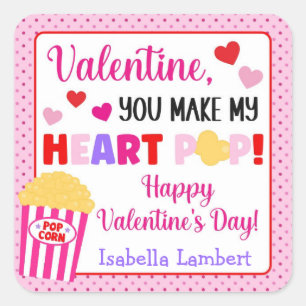 You Make My Heart Pop Kids Valentine Square Sticker