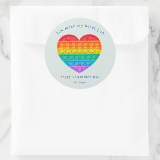 You Make My Heart Pop | Pop Fidget Valentine Classic Round Sticker (Bag)