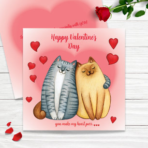 You Make My Heart Purr Cute Cat Valentine’s Day Card