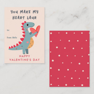 You make my Heart Saur Dinosaur Pun Valentine Card