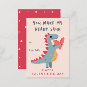 You make my Heart Saur Dinosaur Pun Valentine Card