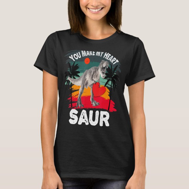 You Make My Heart Saur Valentine Dinosaur Valentin T-Shirt (Front)