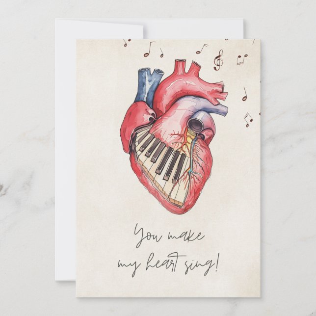 You Make My Heart Sing Happy Valentine's  Holiday Card (Front)