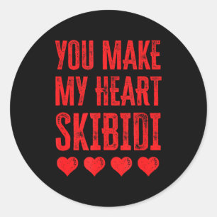 You Make My Heart Skibidi Funny Valentine Day Kids Classic Round Sticker
