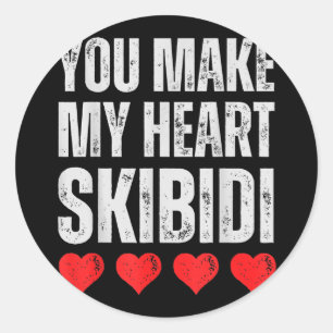 You Make My Heart Skibidi Funny Valentine Day Kids Classic Round Sticker
