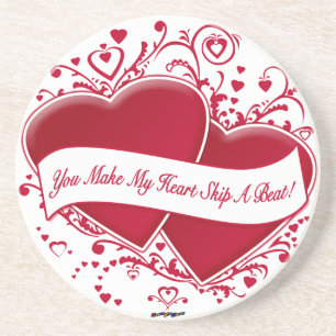 You Make My Heart Skip A Beat! Red Hearts Coaster