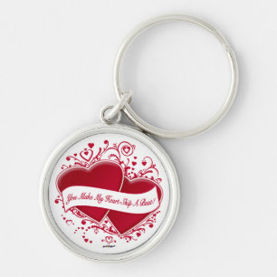 You Make My Heart Skip A Beat! Red Hearts Key Ring