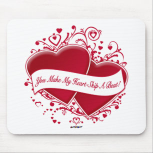You Make My Heart Skip A Beat! Red Hearts Mouse Mat