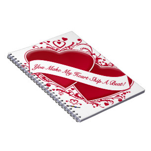You Make My Heart Skip A Beat! Red Hearts Notebook