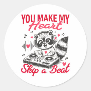 You Make My Heart Skip A Beat Valentine Animals  Classic Round Sticker