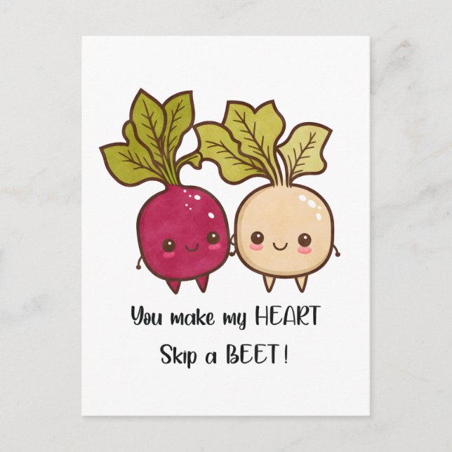 You Make My Heart Skip a Beet Valentines Day Pun Postcard (Front)